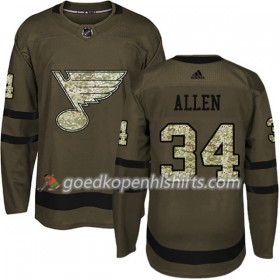 St. Louis Blues Jake Allen 34 Adidas 2017-2018 Camo Groen Authentic Shirt - Mannen